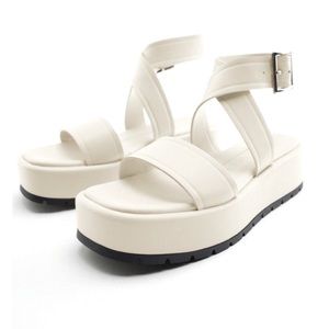 Zara Cream Faux Leather Strappy Sandals (7.5 US)